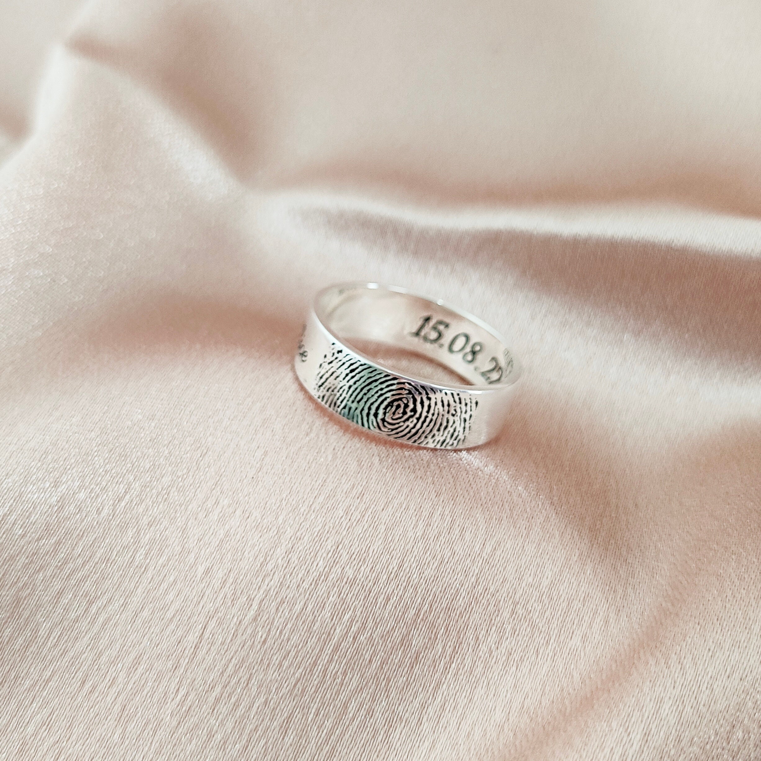Custom Fingerprint Rings Custom Fingerprint Ring,actual Fingerprint Band,handwriting Ring ...