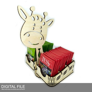 Stand for tea bags &quot;Giraffe&quot; v.1.0. Laser cut files SVG, PDF, DXF Digital product