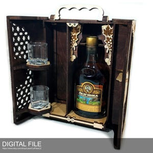 Souvenir box for alcohol A0124. Laser cut files SVG, PDF, DXF Digital product