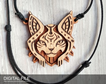 Jewelry Totem Lynx.  Laser cut files SVG, PDF, CDR Digital product