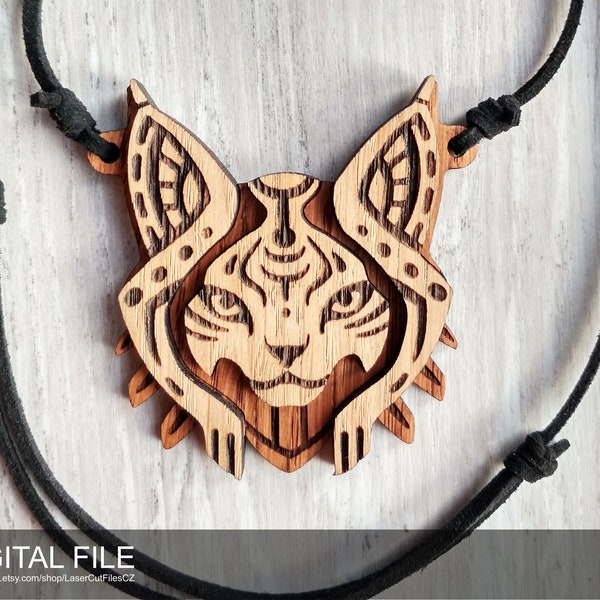 Bijoux Totem Lynx.  Fichiers découpés au laser SVG, PDF, CDR Produit numérique