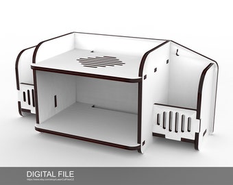 Shelf for set-top boxes and routers A0075.  Laser cut files SVG, PDF, CDR Digital product