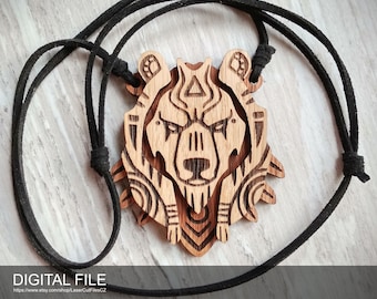 Jewelry Totem Bear.  Laser cut files SVG, PDF, CDR Digital product