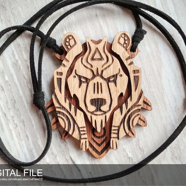 Jewelry Totem Bear.  Laser cut files SVG, PDF, CDR Digital product