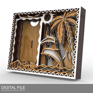 Multilayer Photo Frame &quot;Paradise&quot;. Laser cut files SVG, DXF, PDF Digital product