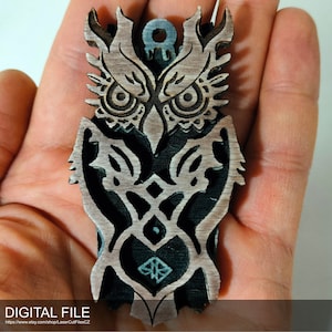 Jewelry Totem Owl A0096.  Laser cut files SVG, PDF, DXF Digital product