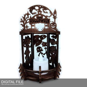 Halloween candle holder A0127.  Laser cut files SVG, PDF, DXF digital product
