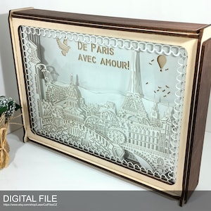 Panel multicapa "París" A0085. Archivos cortados con láser SVG, PDF, DXF Producto digital
