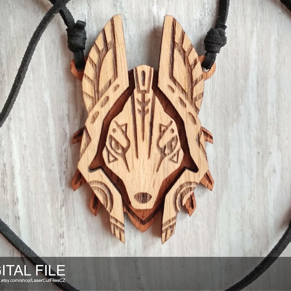 Jewelry Totem Wolf.  Laser cut files SVG, PDF, CDR Digital product