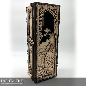 Caja de vino A0150. Archivos cortados con láser: SVG, PDF, DXF. Producto digital.