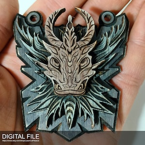 Jewelry Totem Dragon A0086.  Laser cut files SVG, PDF, CDR Digital product