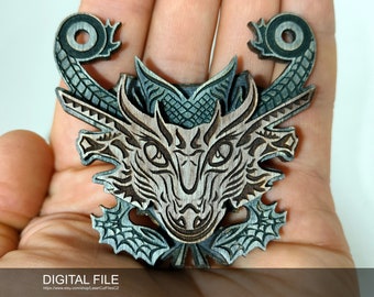 Jewelry Totem Dragon A0087.  Laser cut files SVG, PDF, CDR Digital product