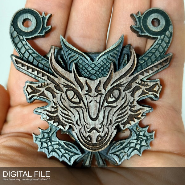 Jewelry Totem Dragon A0087.  Laser cut files SVG, PDF, CDR Digital product
