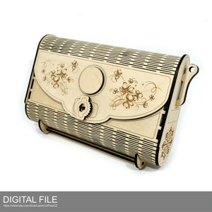Wallet Plywood Clutch A0002. Laser cut files SVG, PDF, DXF Digital product