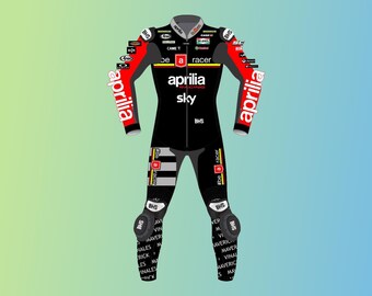 Aprilia Motorcycle Leather Racing Suit, Customized Maverick Vinales Motorbike Track Race Suit