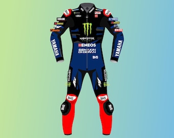 Yamaha Motorcycle Leather Racing Suit, Customized Fabio Quartararo Motorbike Track Race Suit