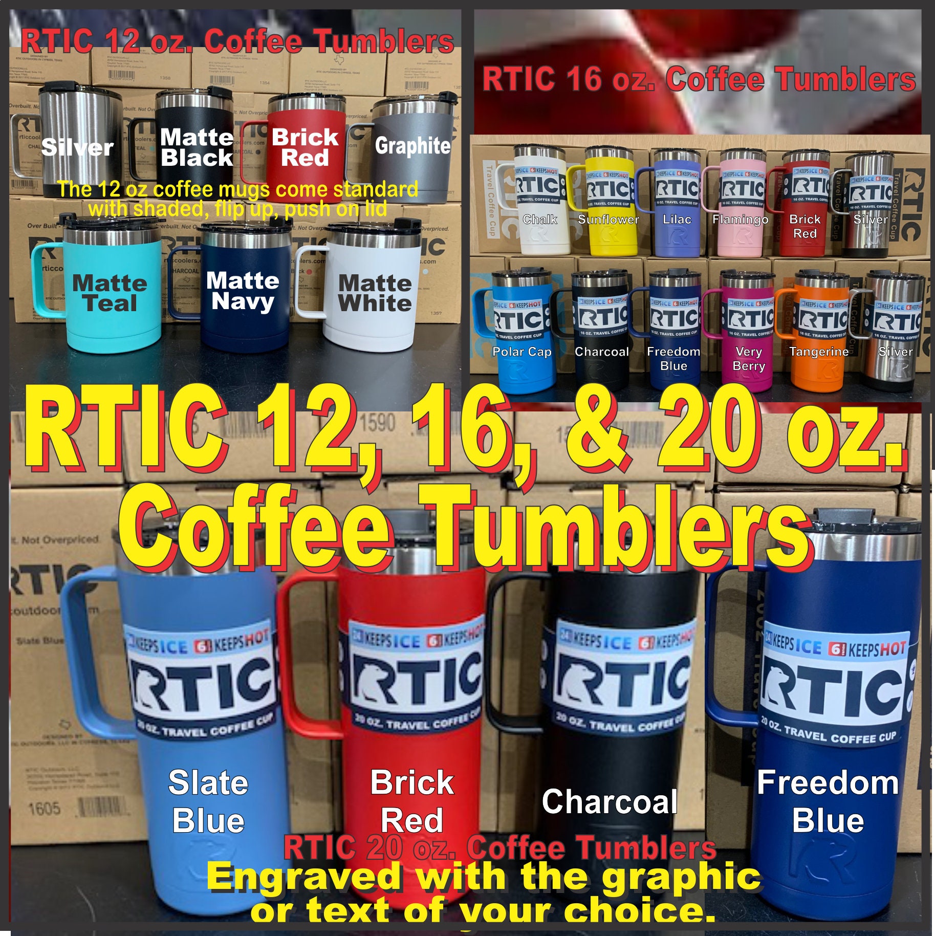 RTIC 16 oz Travel Coffee Cup - Powder Coated