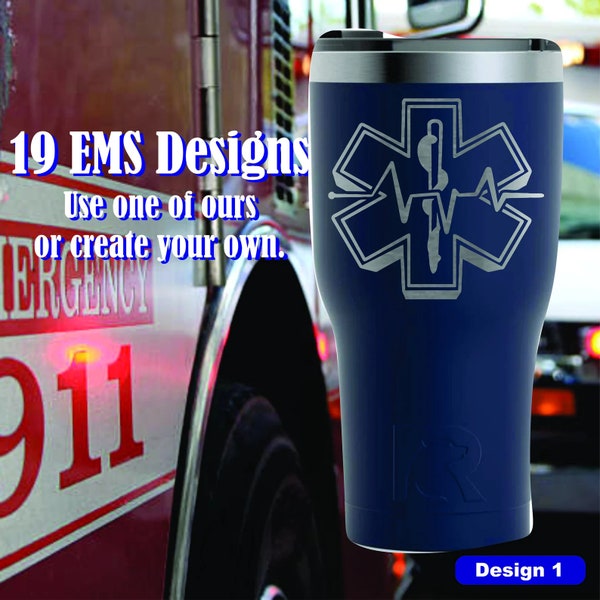 EMT Custom Laser Engraved RTIC Tumblers, Water Bottles, and More