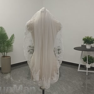 Ivory Sequin Lace Veil Beautiful Bride One Layer White Lace Veil Short Wedding Lace Sequin Veil Wedding Accessories
