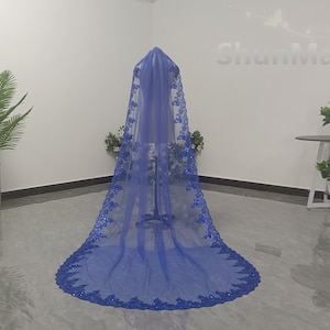Blue Sequin Lace Veil Wedding White Ivory Sequin Lace Veil Big Teaching Single Layer Lace Sequin Veil Wedding Tulle Veil