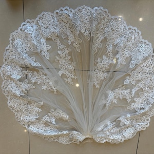 White ivory applique veil, short veil, beautiful bridal veil