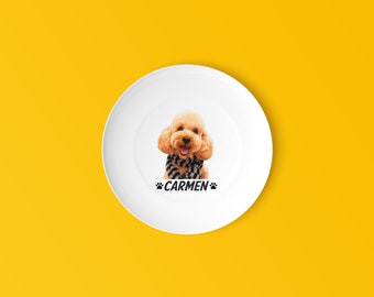 Handmade Customized Food Plate,Custom Dog or Cat Photo on Plate with Name,Personalized Gift for Pet Owners,Custom Pet Picture On Plate