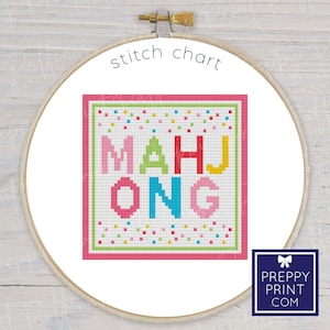 Preppy Mahjong Colorful Confetti Coaster | Needlepoint Stitch Chart | Cross Stitch Pattern | Instant Download Pattern