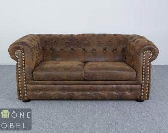 Chesterfield Design 2er Sofa 2 Sitzer Ledersofa Kunstleder Leder Couch Armchair