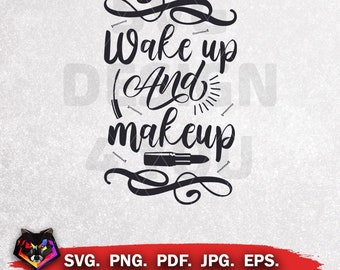 Acordar, Maquiagem, Texto, Design, Svg, Eps, Pdf, Png, Jpg