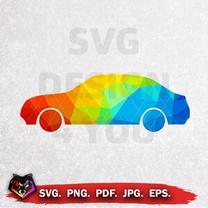 Car Silhouette, Color Poly, Mosaic Design, Svg, Eps, Pdf, Png, Jpg