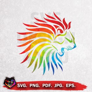 Lion Silhouette, Color Poly, Mosaic Design, Svg, Eps, Pdf, Png, Jpg, Animal, King