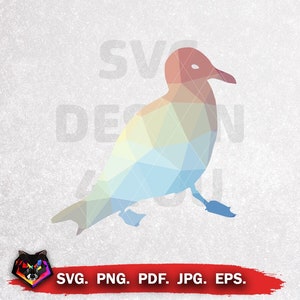 Duck Silhouette, Color Poly, Mosaic Design, Svg, Eps, Pdf, Png, Jpg, Animal