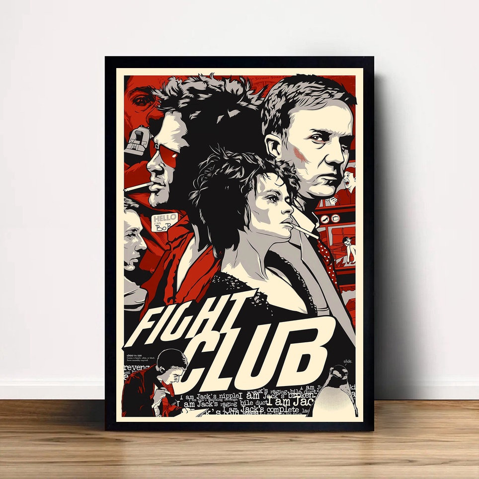 Fight Club Full-Size Movie Poster Deluxe Framed with Brad Pitt and