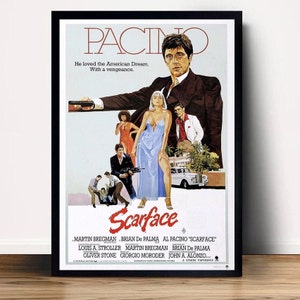 Poster del film Scarface, decorazione da parete su tela (senza cornice)