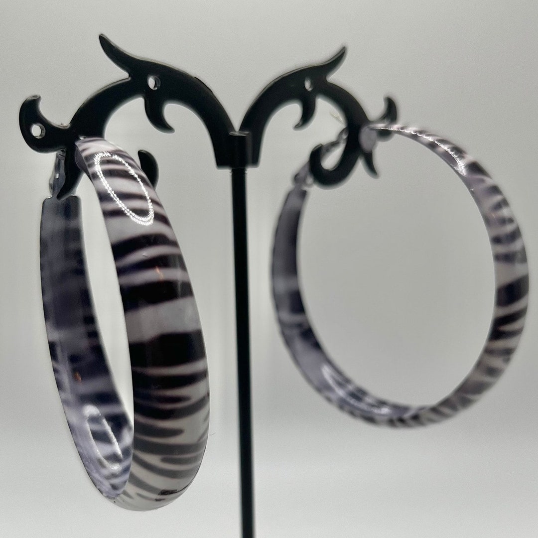 Y2K Zebra Print Mini Hoop Earrings | Mcbling | Trashyy2k | 2000s Jewelry | Vintage Jewelry | READ DESCRIPTION