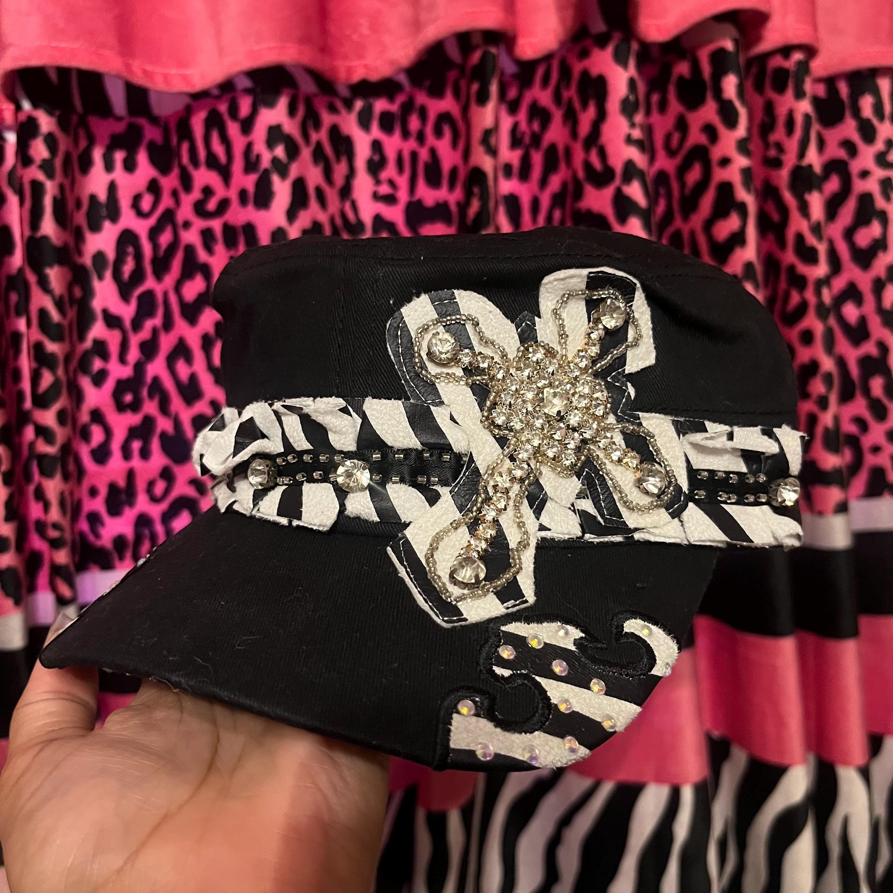 Mcbling Y2K Zebra Print Cadet Hat | Trashy Y2K Aesthetic | 2000s