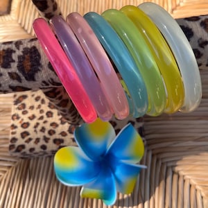 2000s Clear Acrylic Jelly Bangle Bracelets | Early 2000s | Vintage Jewelry | Fairy Core | Tropical | Coconut Girl | Gyaru | Mermaid Core