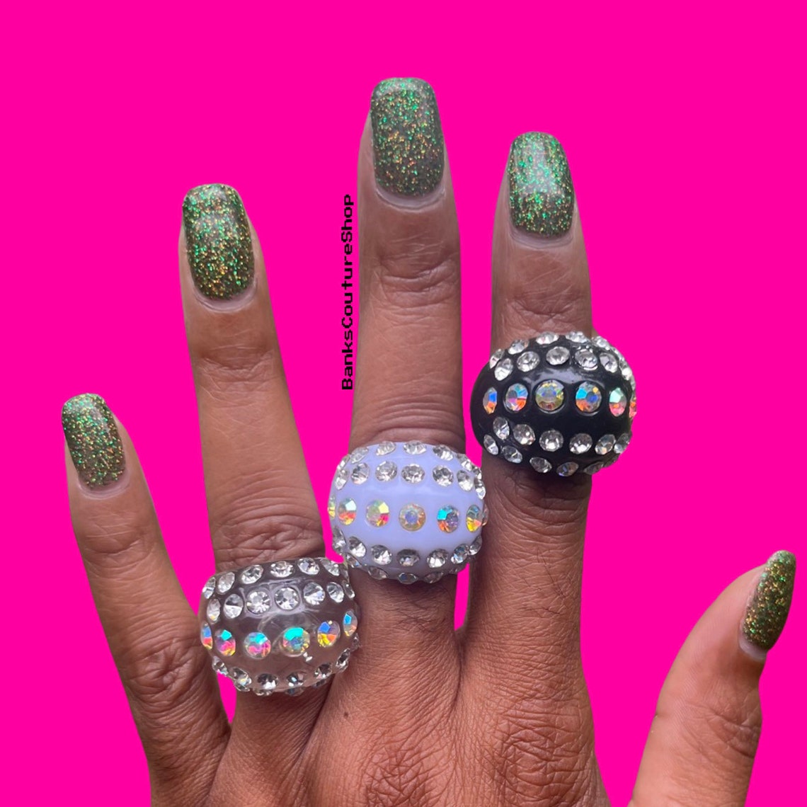 Y2k Rhinestone Bedazzled Dome Rings | Vintage 2000s | Early 2000s ...