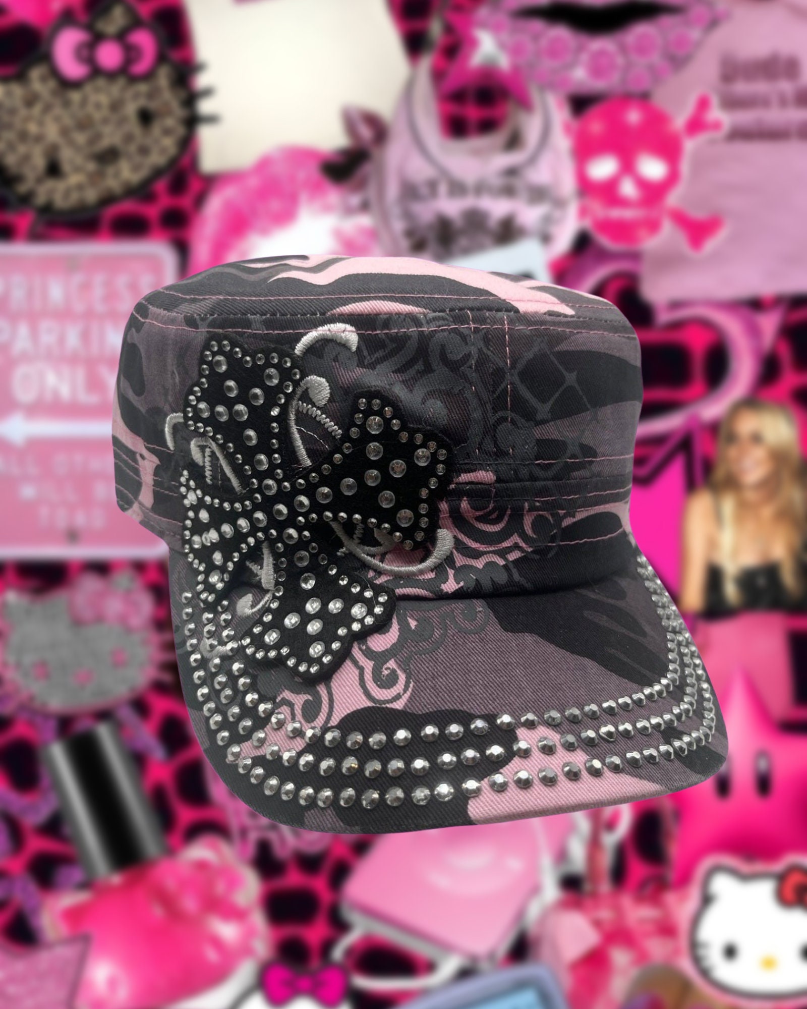 y2k kitty military cap