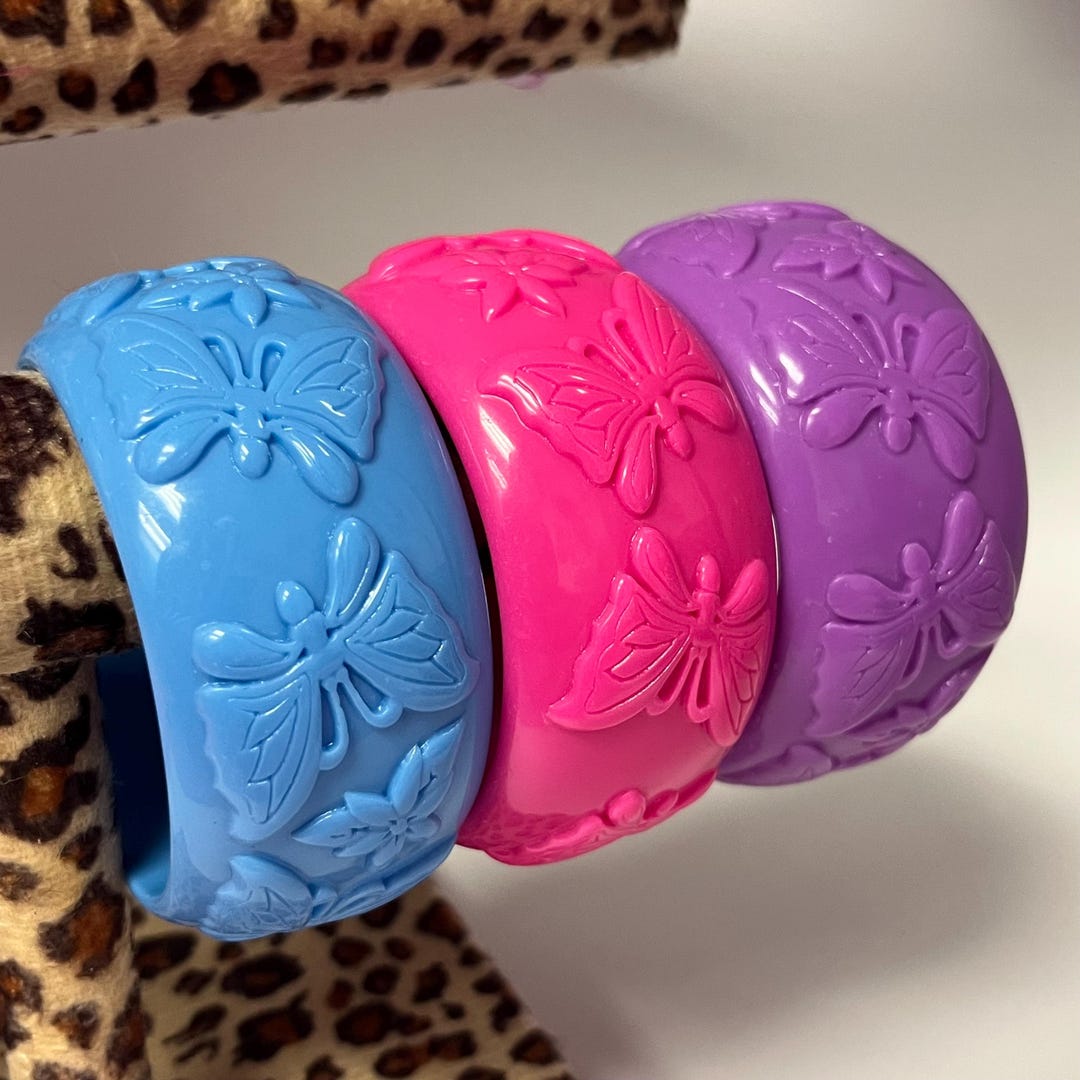 Y2K Butterfly Bangle Bracelet | Colorful Chunky 2000s Nostalgia Jewelry ...