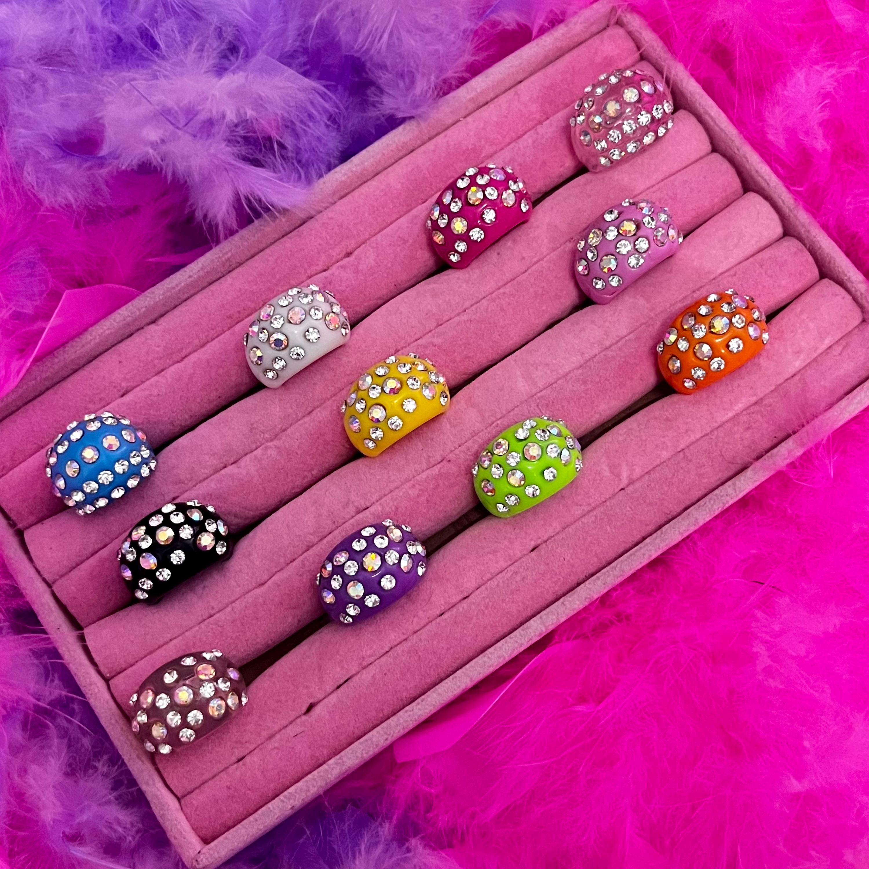 Y2K Rhinestone Dome Ring | Pop Diva 2000s Style | Vintage Rings 