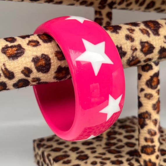 2000s Hot Pink Star Bangle Bracelet | Mcbling Aesthetic | Trashyy2k | Early 2000s Jewelry
