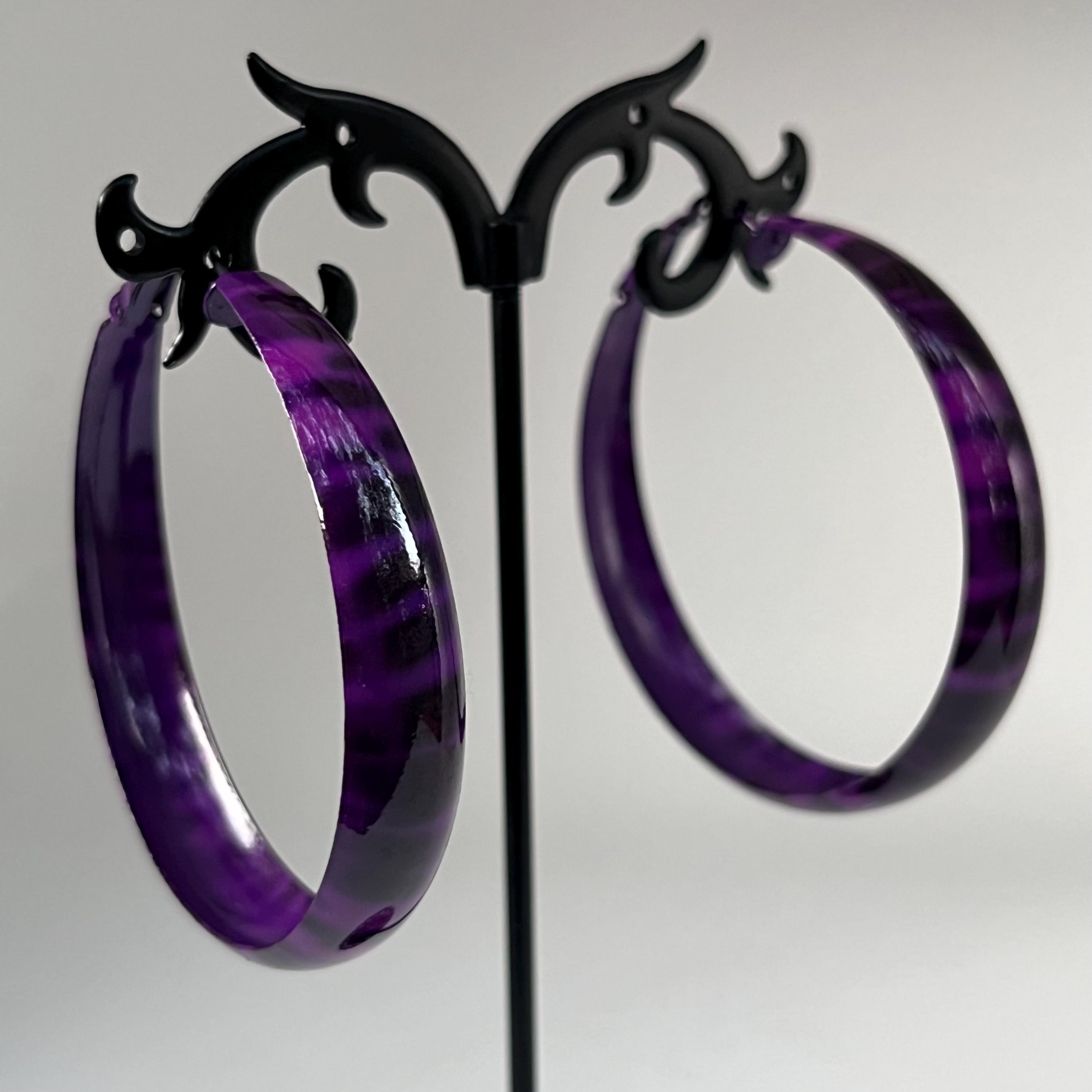 Y2K Purple Zebra Print Mini Hoop Earrings | Mcbling
