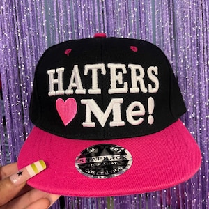 Haters Love Me Snapback Hat | Y2K Emo Scene Hat | McBling 2000s Trucker Cap | Scene Kid Fashion | Retro Nostalgia