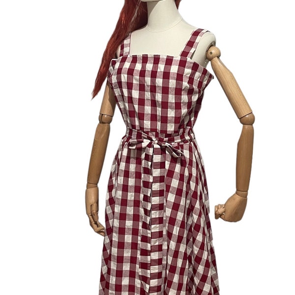 Vintage Style Red Checked Sleeveless Dress