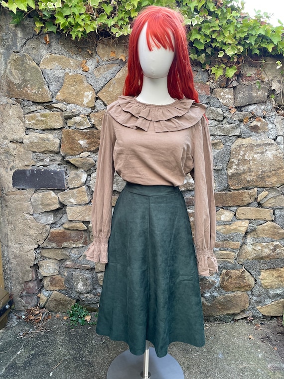 Elastic Waist Faux Suede Dark Green Skirt Etsy