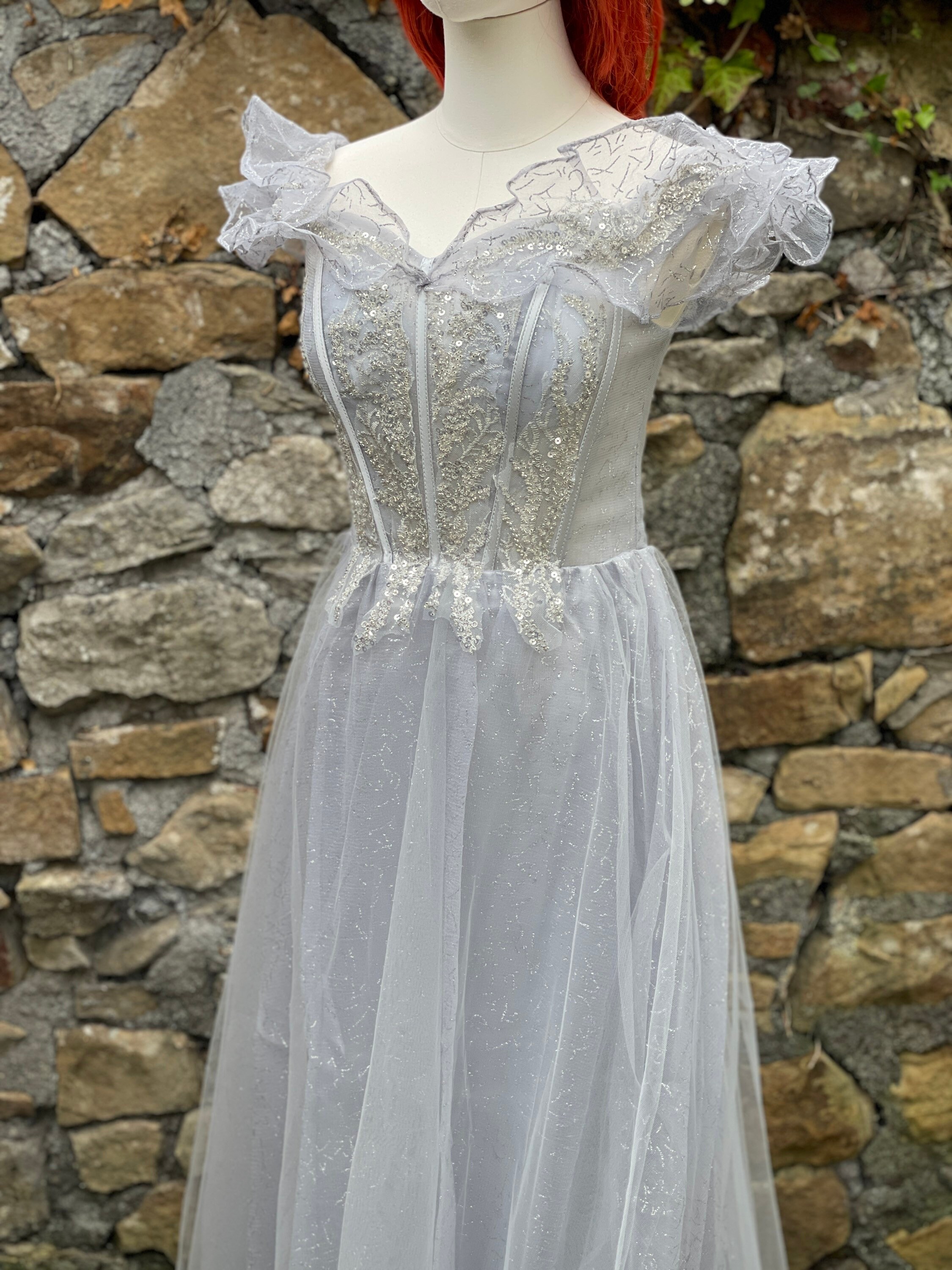 Handmade Party Dress-Silver Grey