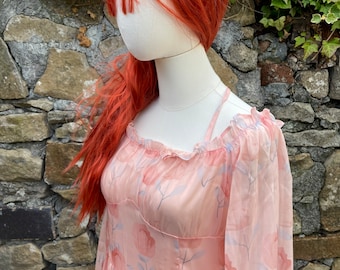 Orange Pink Floral Long dress