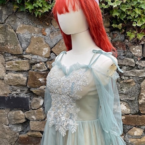 Teal Tulle dress with bean made flowers Wedding/ party dress