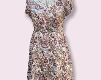 Vestido de damasco de algodón de los años 50